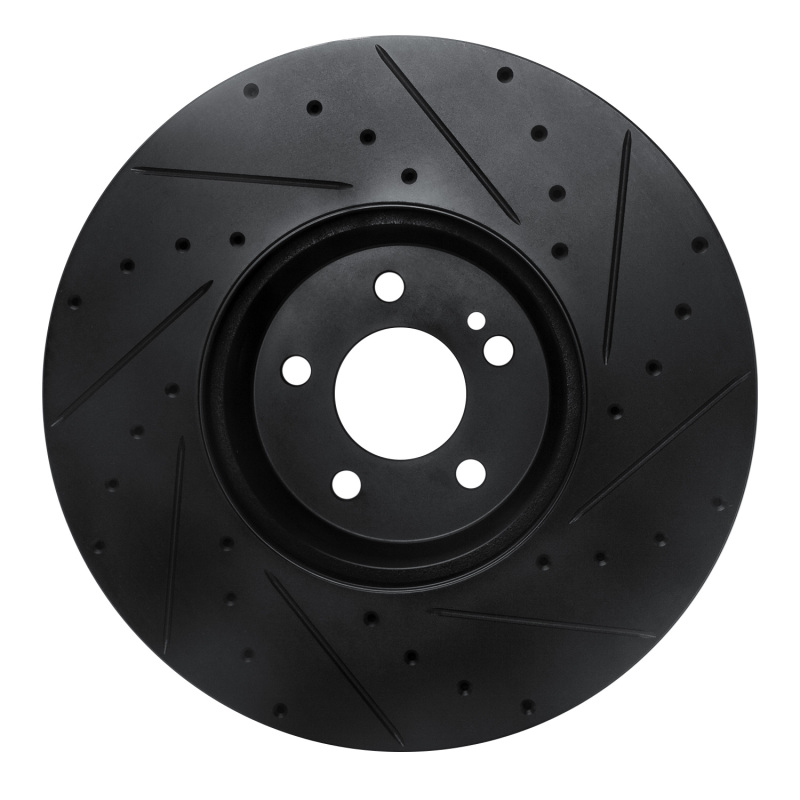 Mercedes-Benz E300 Brake Rotor (1) - Front Left - R1 Concepts - Drilled & Slotted - Black - `15-`23